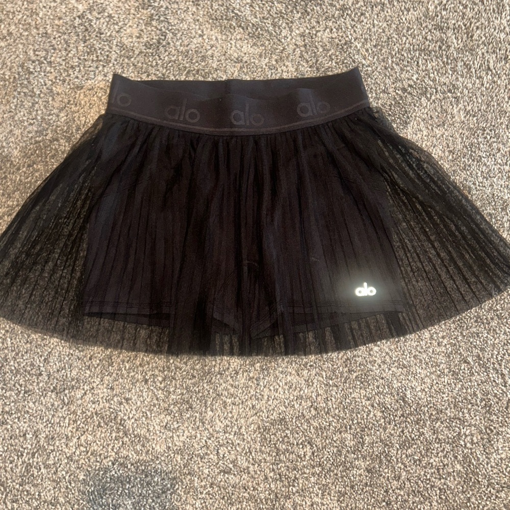 ALO Yoga Sheer Black Mini Skirt